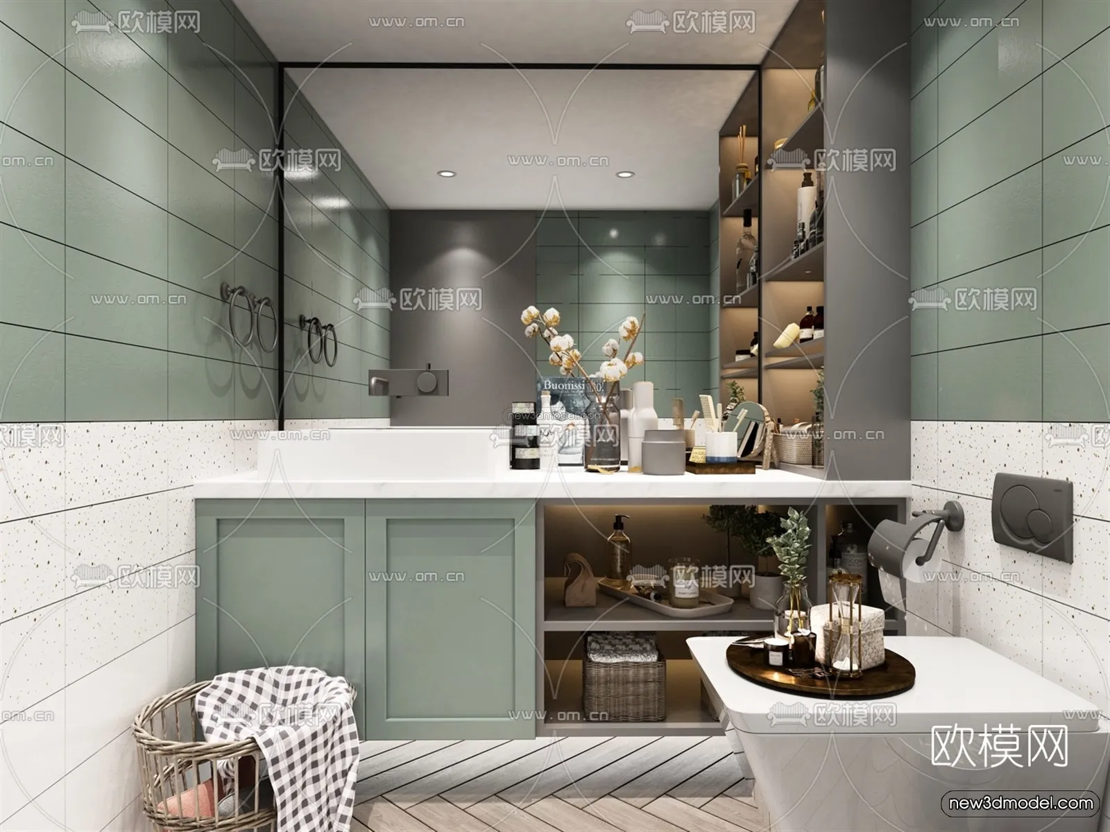 Nordic Style Interior 3D Blocks – Bathroom 3D Model – 507 – VRAY
