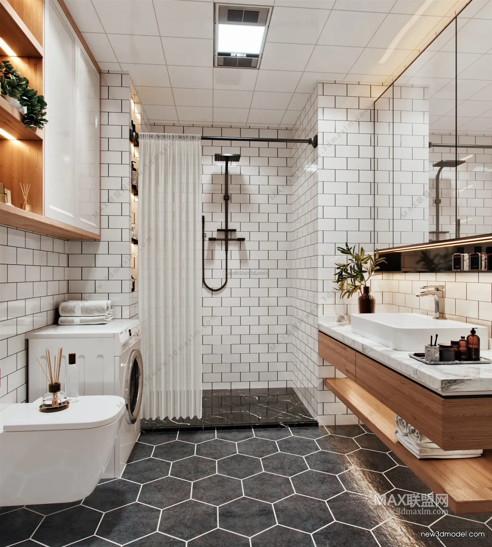 Nordic Style Interior 3D Blocks – Bathroom 3D Model – 518 – VRAY