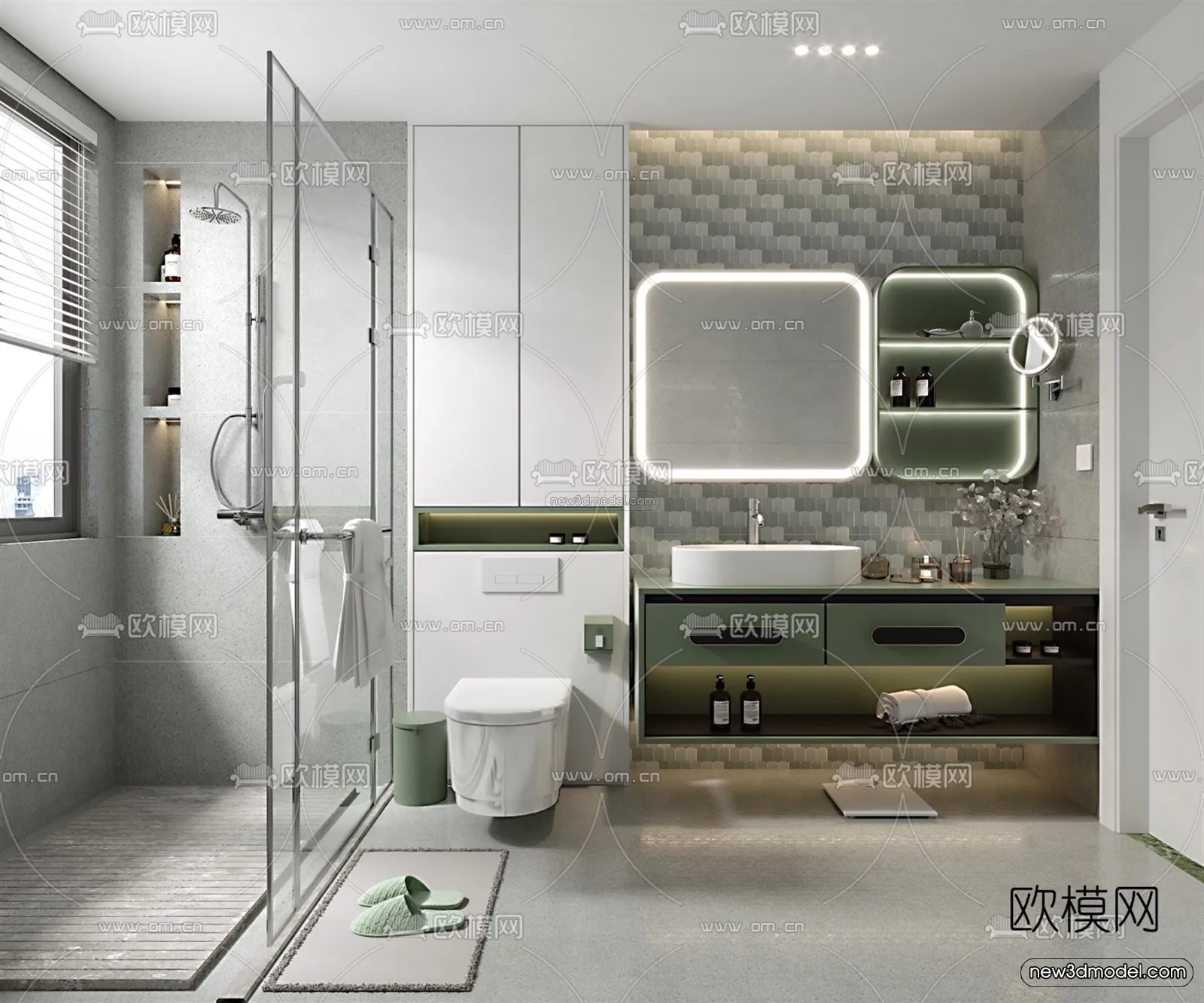 Nordic Style Interior 3D Blocks – Bathroom 3D Model – 525 – VRAY