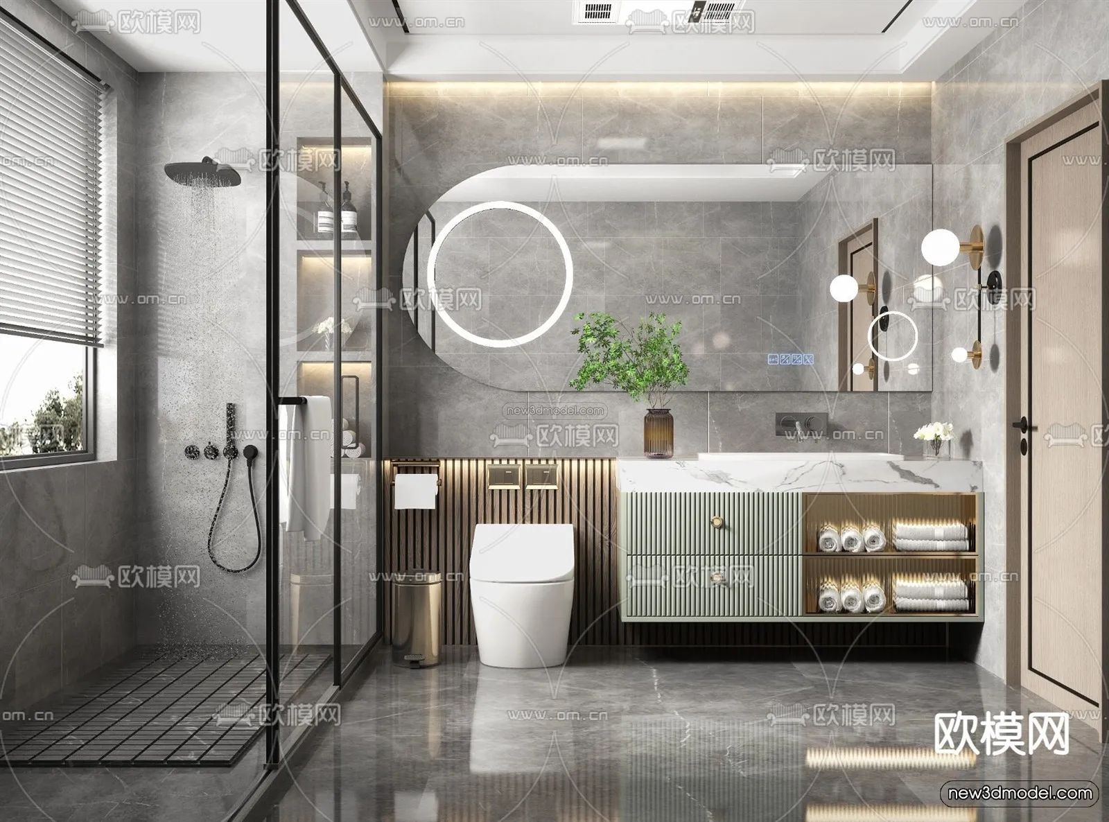 Nordic Style Interior 3D Blocks – Bathroom 3D Model – 526 – VRAY