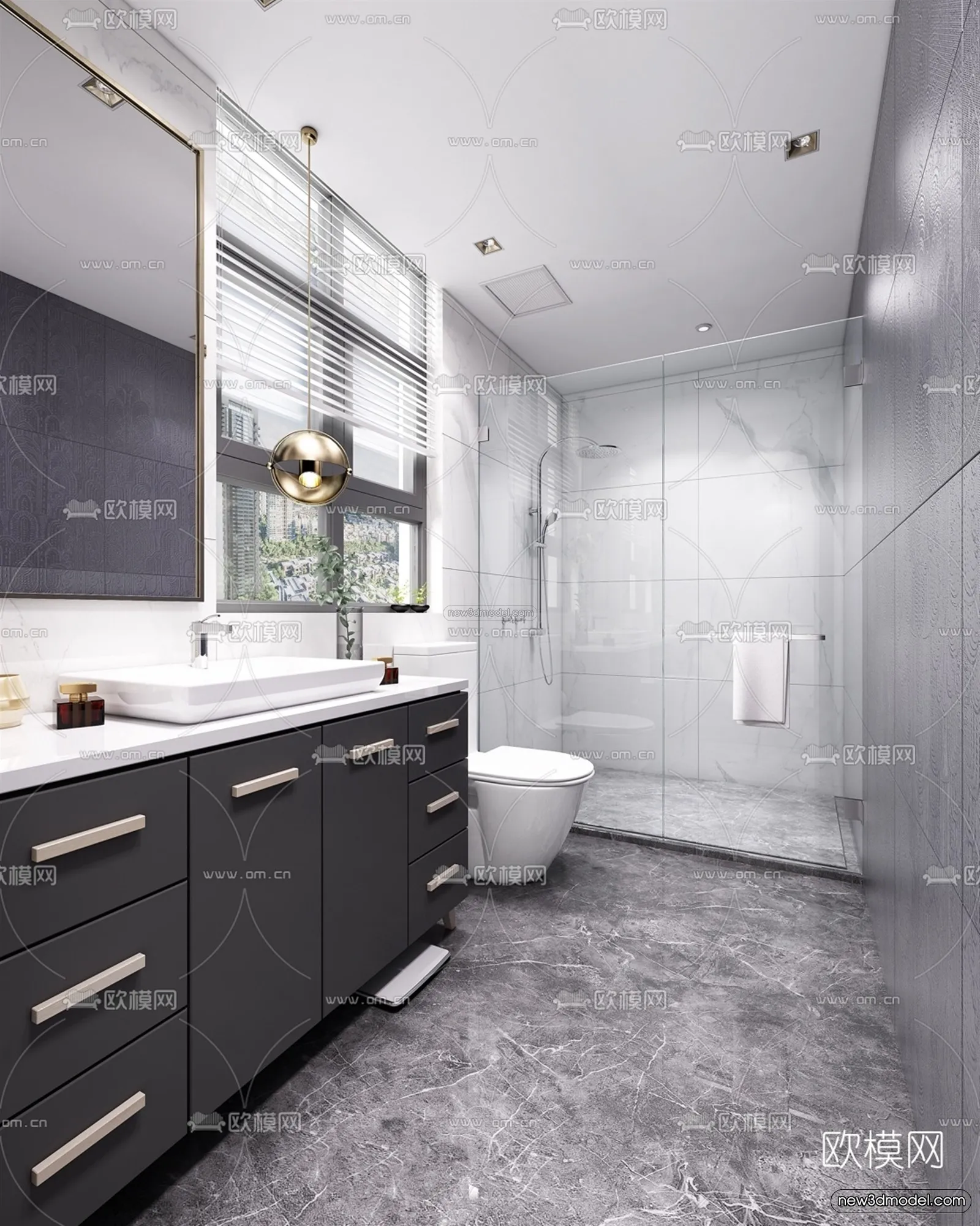 Nordic Style Interior 3D Blocks – Bathroom 3D Model – 529 – VRAY