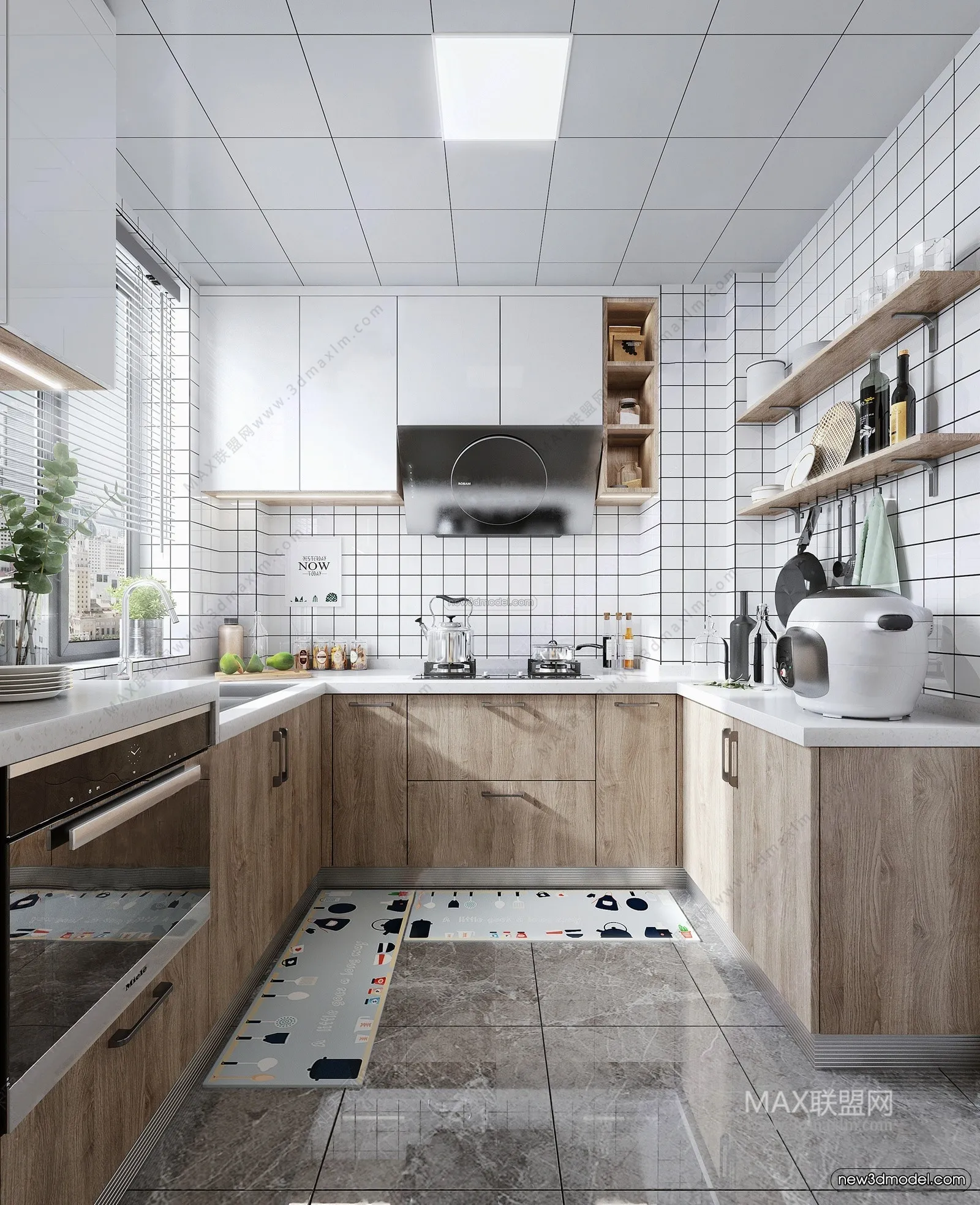 Nordic Style Interior 3D Blocks – Kitchen 3D Model – 435 – VRAY