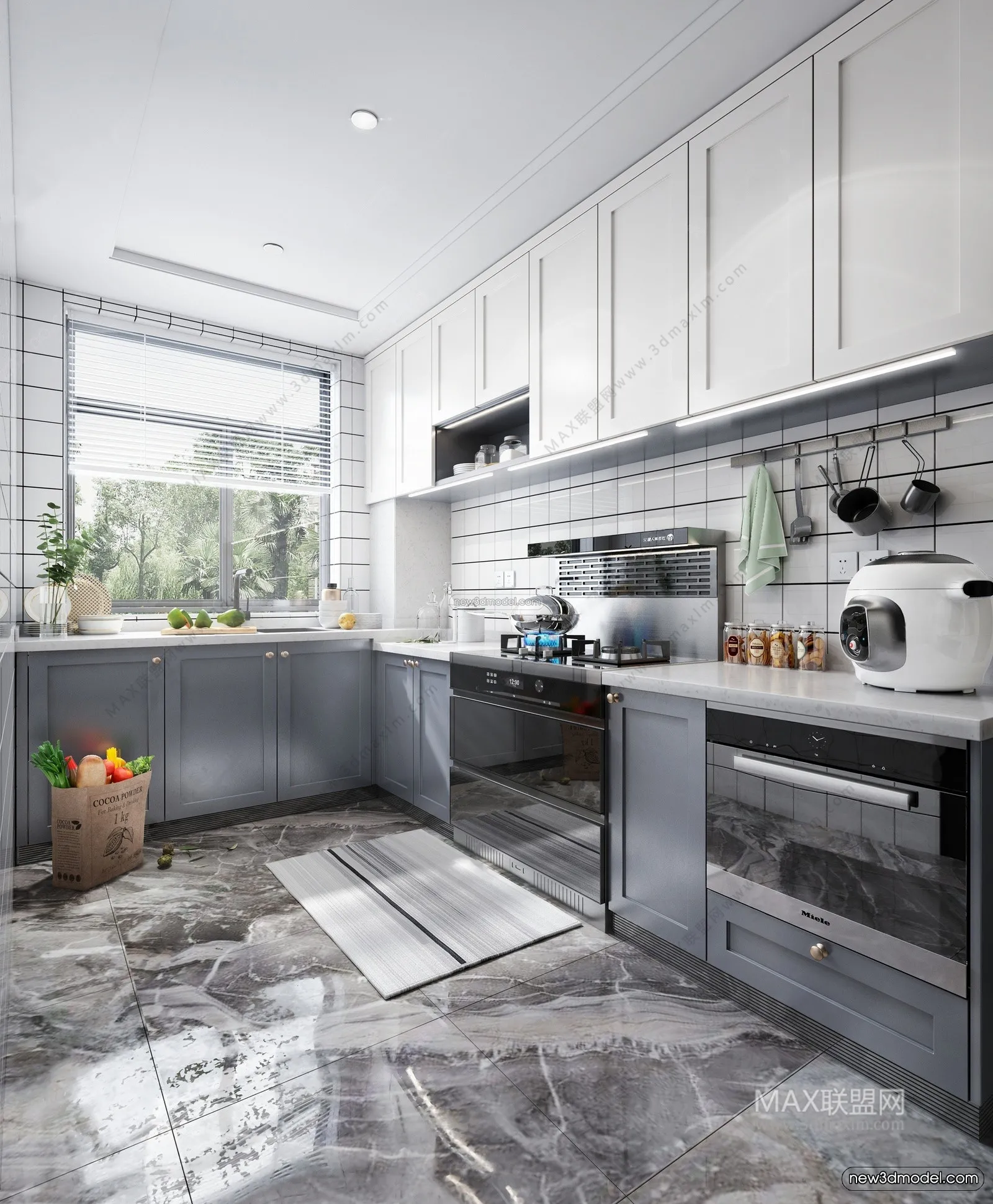 Nordic Style Interior 3D Blocks – Kitchen 3D Model – 445 – VRAY