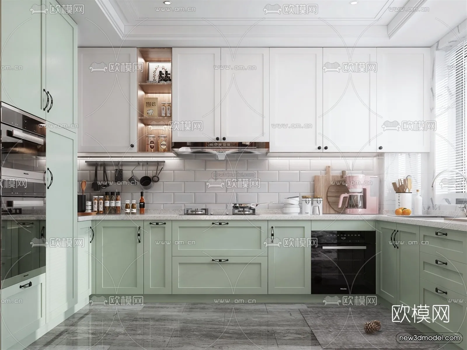 Nordic Style Interior 3D Blocks – Kitchen 3D Model – 464 – VRAY