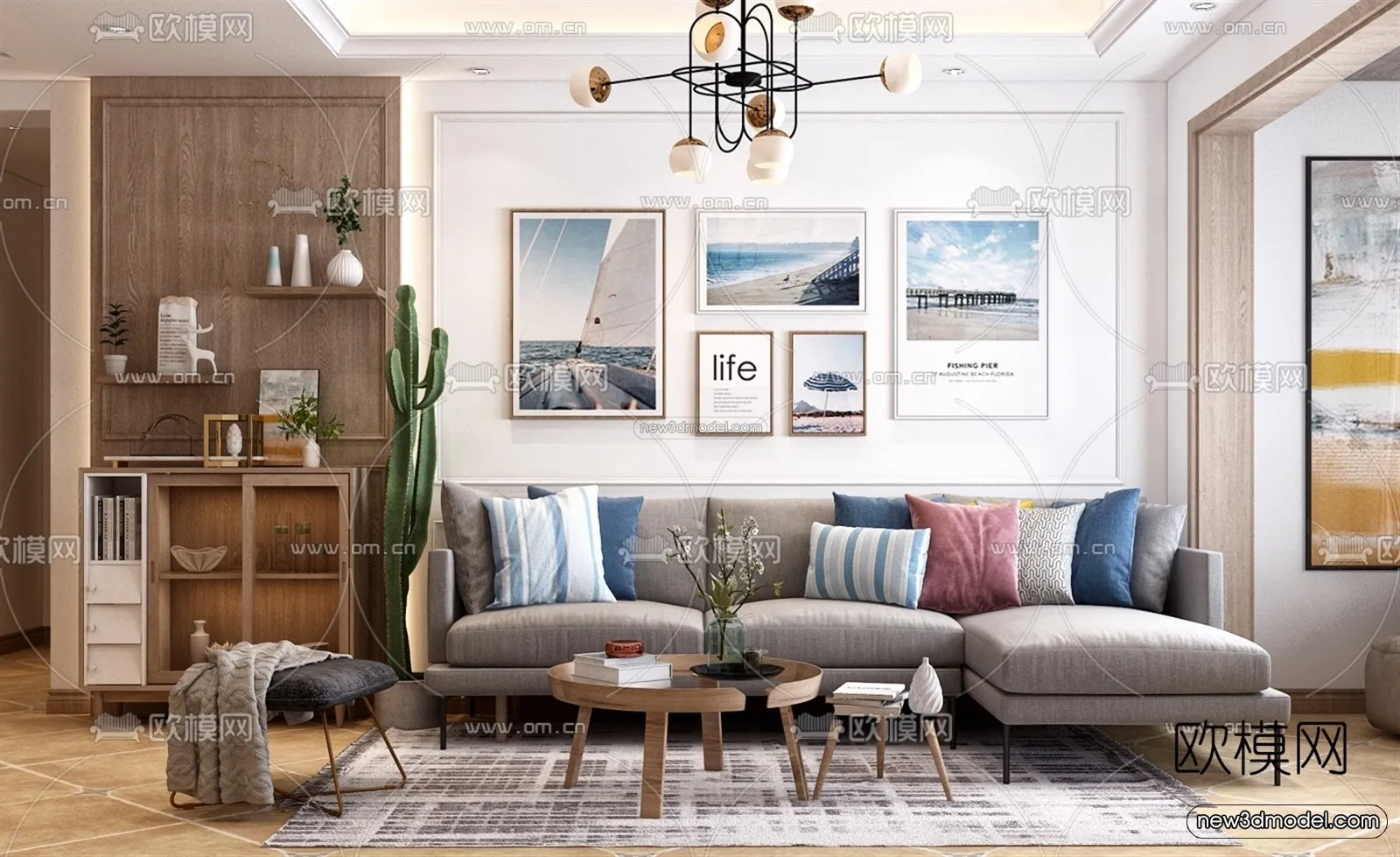 Nordic Style Interior 3D Blocks – Living Room 3D Model – 094 – VRAY