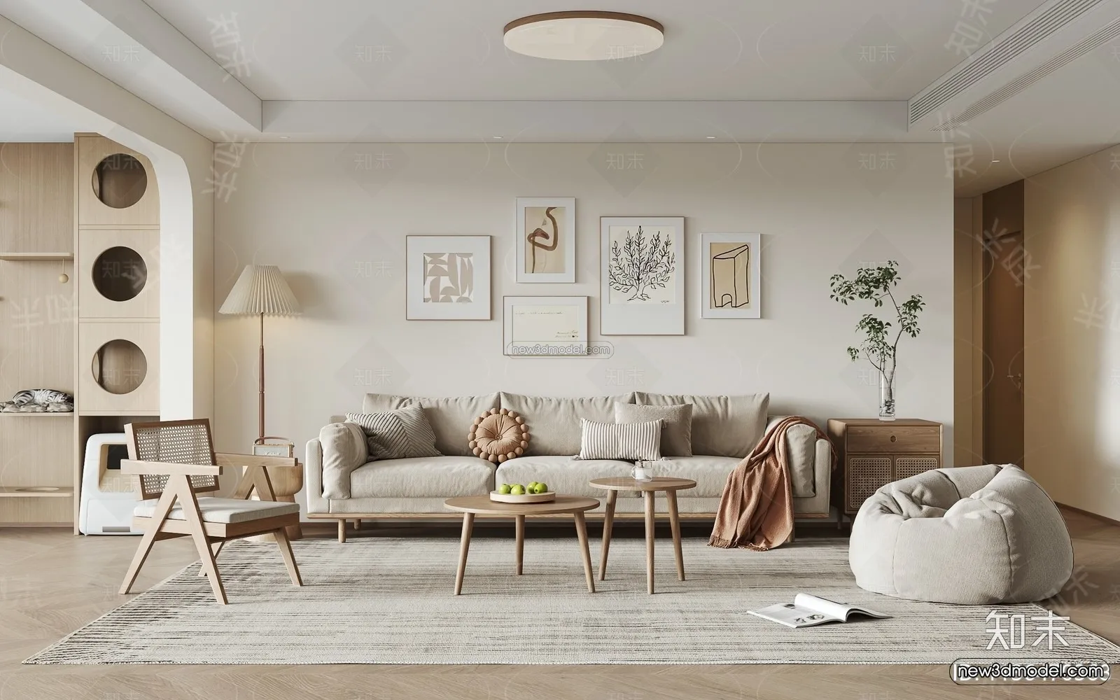 Nordic Style Interior 3D Blocks – Living Room 3D Model – 110 – VRAY