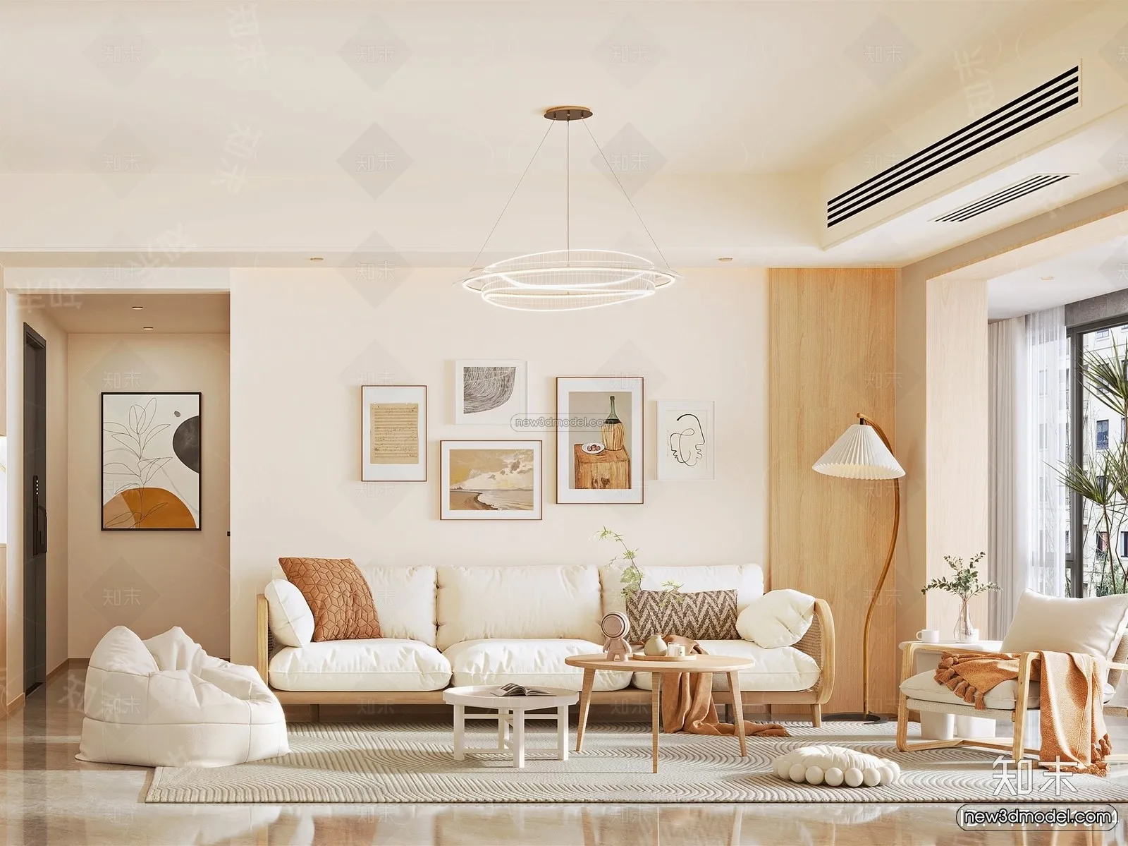 Nordic Style Interior 3D Blocks – Living Room 3D Model – 134 – VRAY