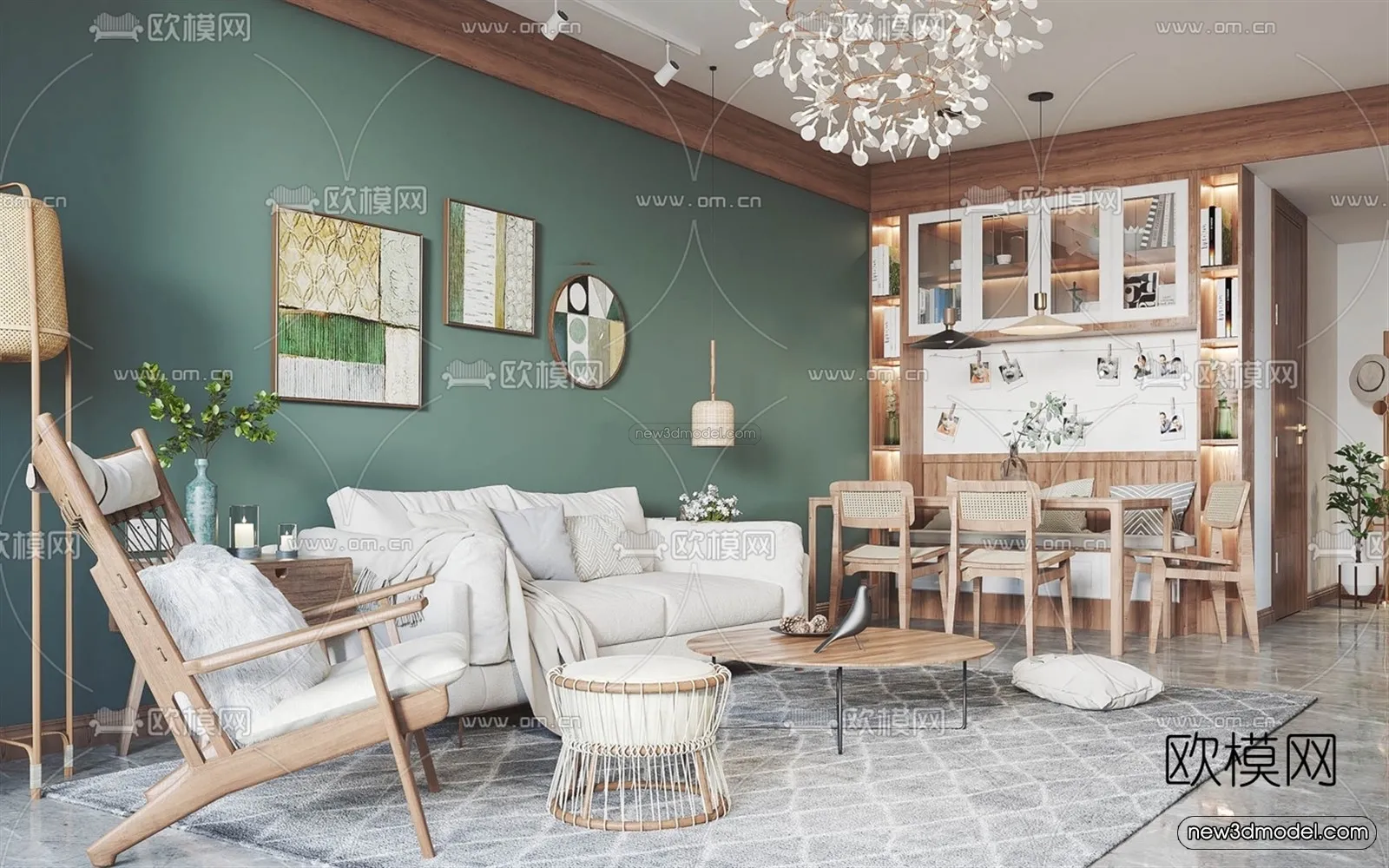 Nordic Style Interior 3D Blocks – Living Room 3D Model – 159 – VRAY