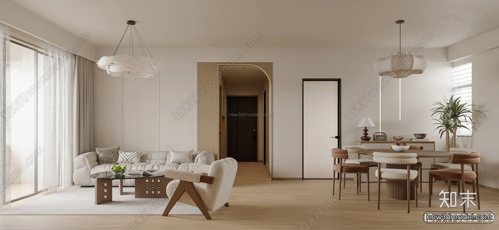 Nordic Style Interior 3D Blocks – Living Room 3D Model – 186 – CORONA