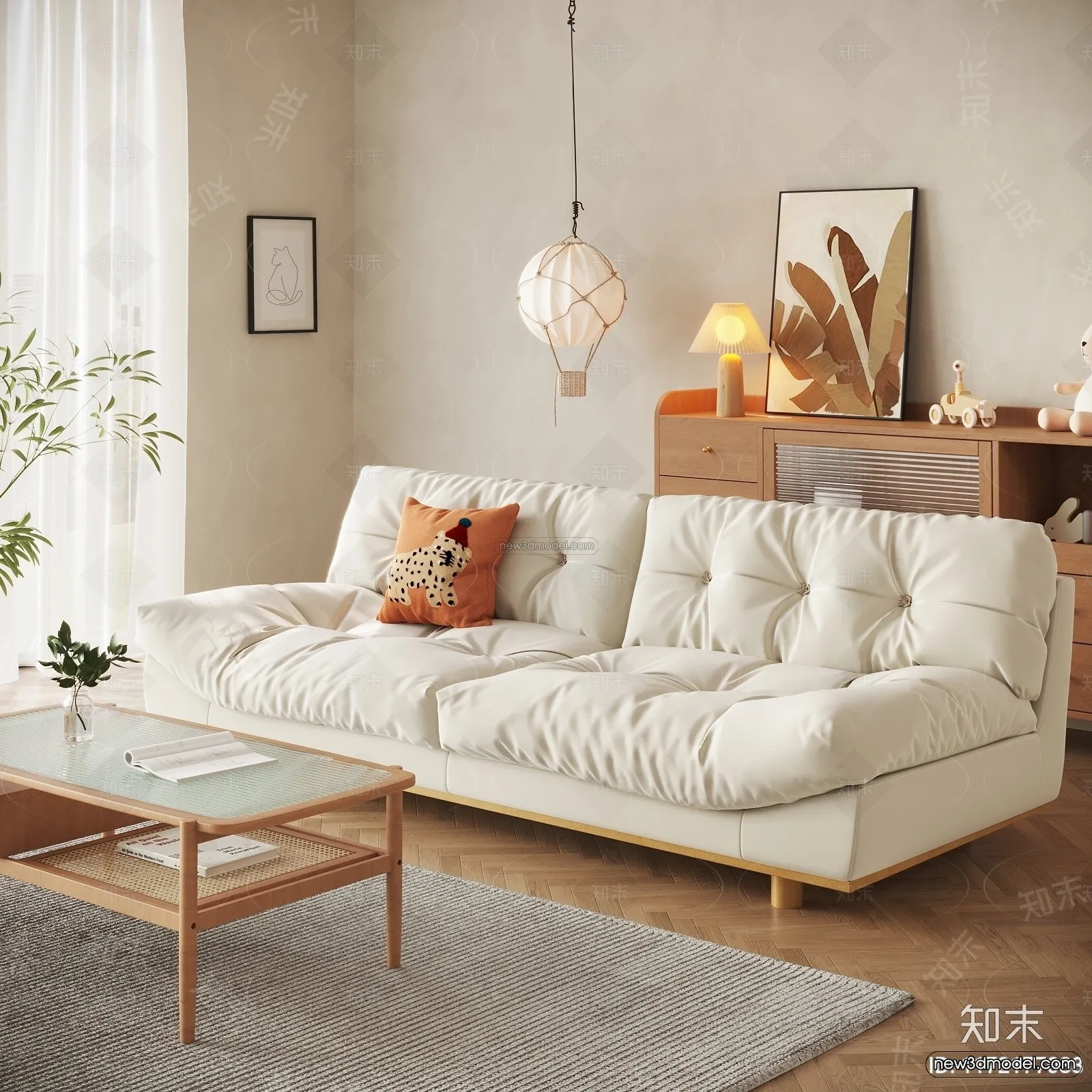 Nordic Style Interior 3D Blocks – Living Room 3D Model – 187 – CORONA