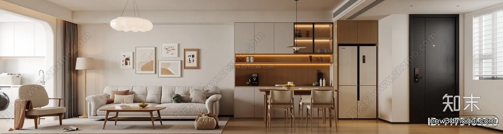 Nordic Style Interior 3D Blocks – Living Room 3D Model – 192 – CORONA