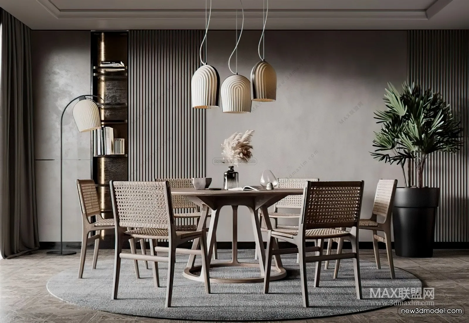 Nordic Style Interior 3D Blocks – Study Room 3D Model – 478 – VRAY