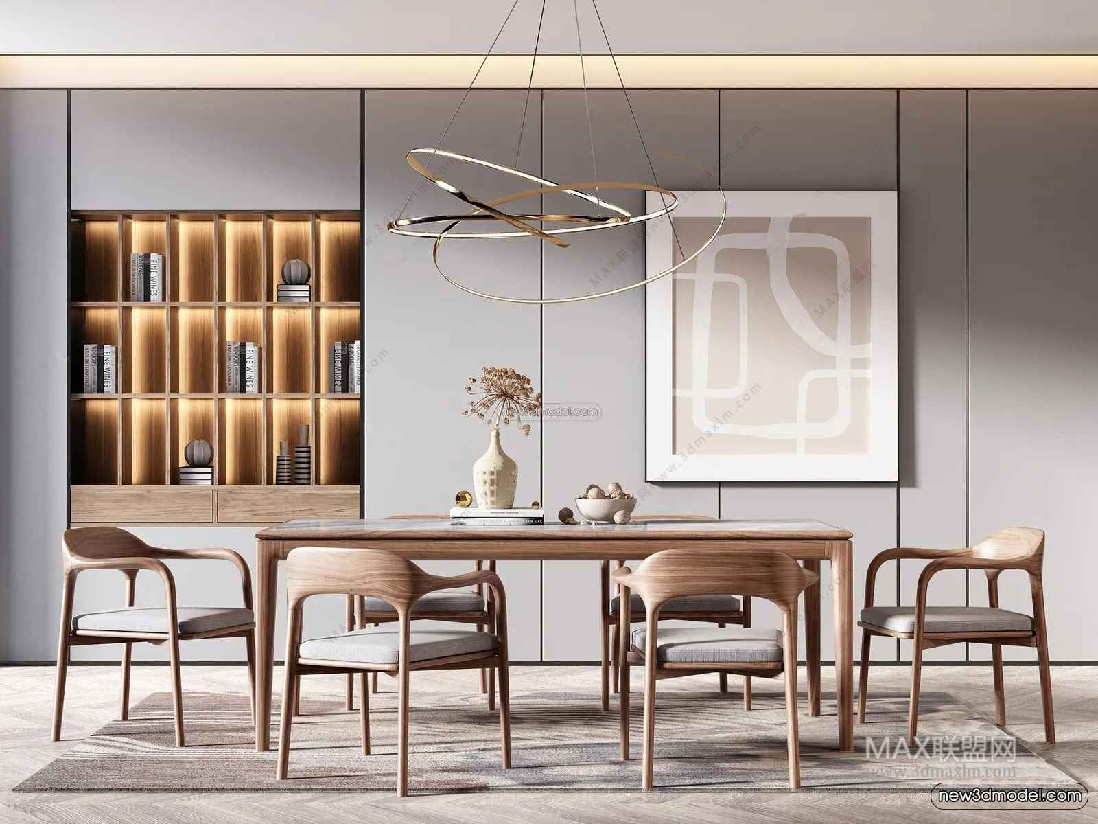 Nordic Style Interior 3D Blocks – Study Room 3D Model – 479 – VRAY