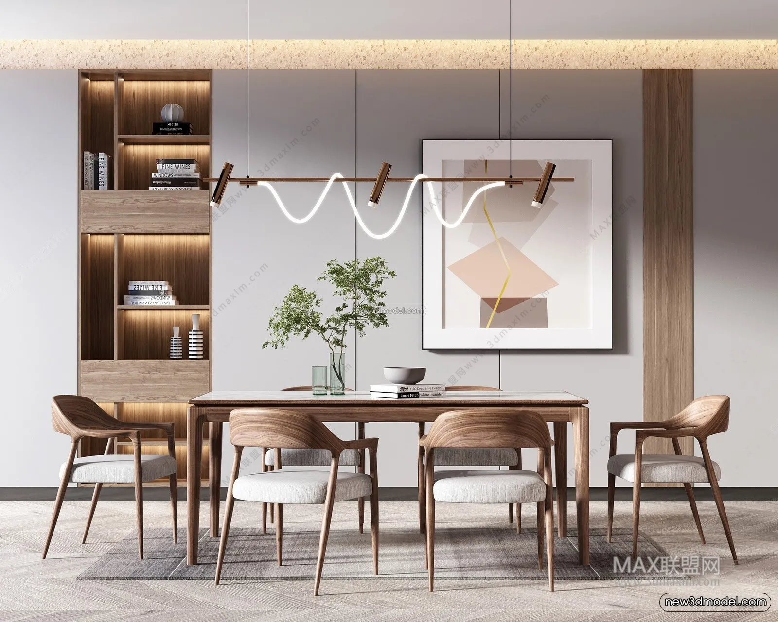 Nordic Style Interior 3D Blocks – Study Room 3D Model – 484 – VRAY