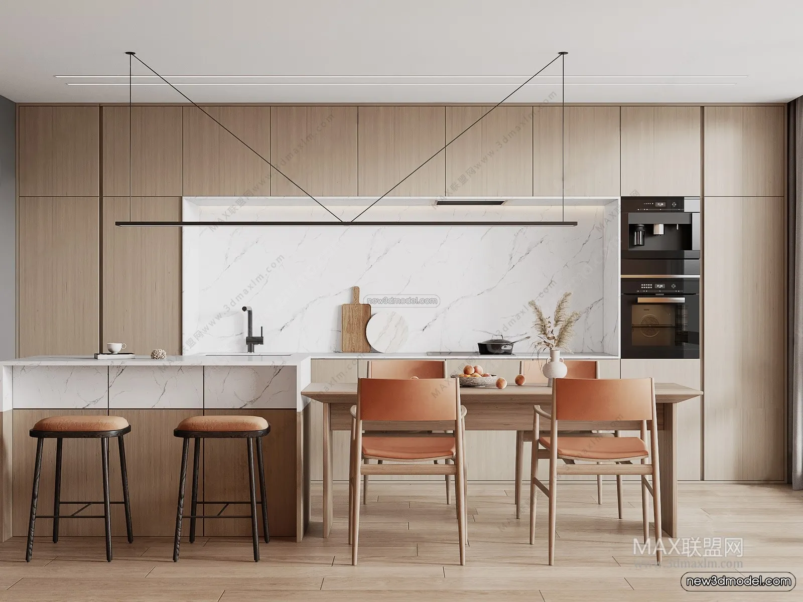 Nordic Style Interior 3D Blocks – Study Room 3D Model – 486 – VRAY
