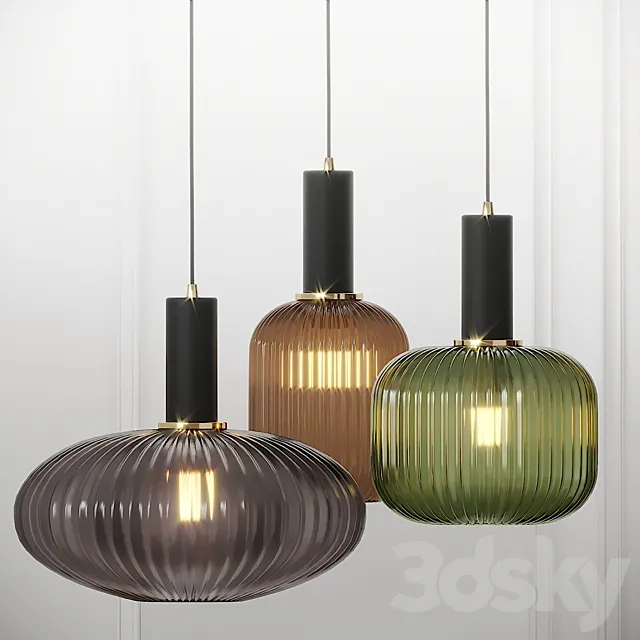 Nordic Style Ribbed Glass Mini 3ds Max