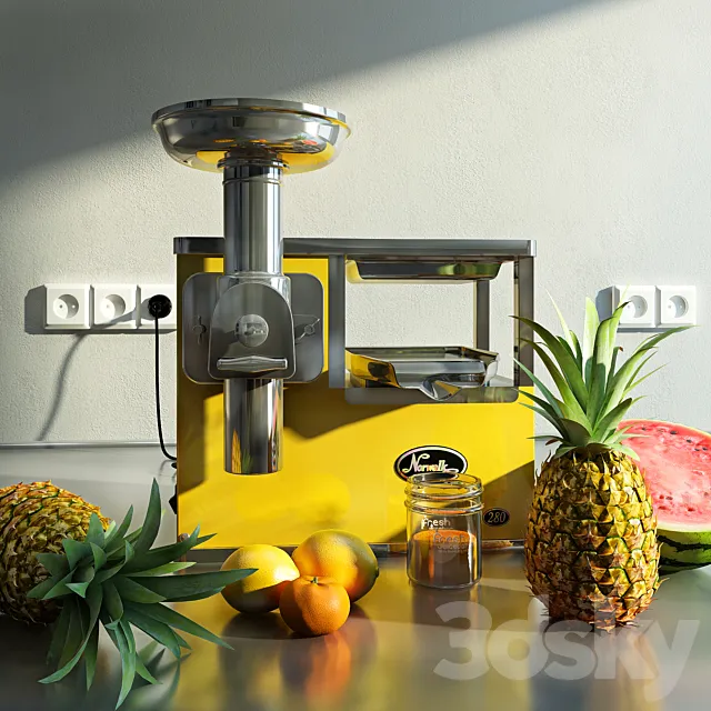 Norwalk juicer and fruit 3ds Max