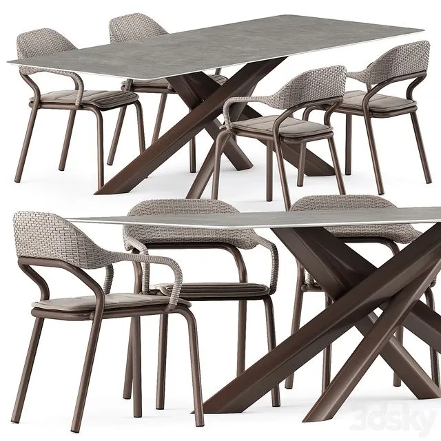 NOSS Armchair and SYSTEM STAR tavolo table by varaschin 3dsMax Model