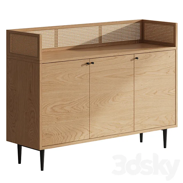 Noya Oak & Rattan Cane Sideboard from LaRedoute 3ds Max