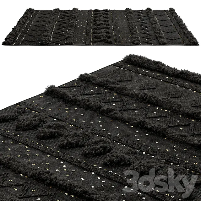 nuLOOM Black Wool Raised Geometric Shag Rug 3ds Max