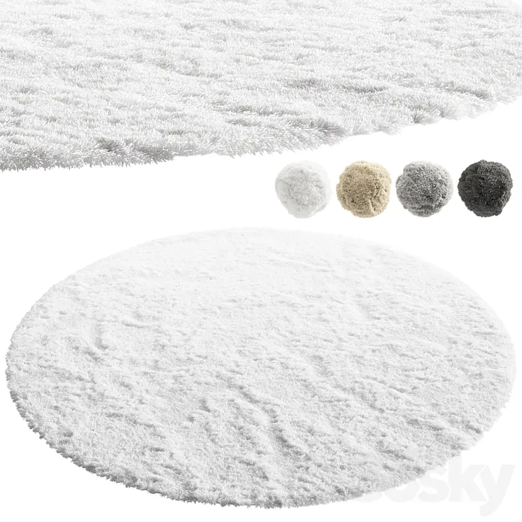 nuLoom Shaggy Area Round Rug (4 colors) 3DS Max Model