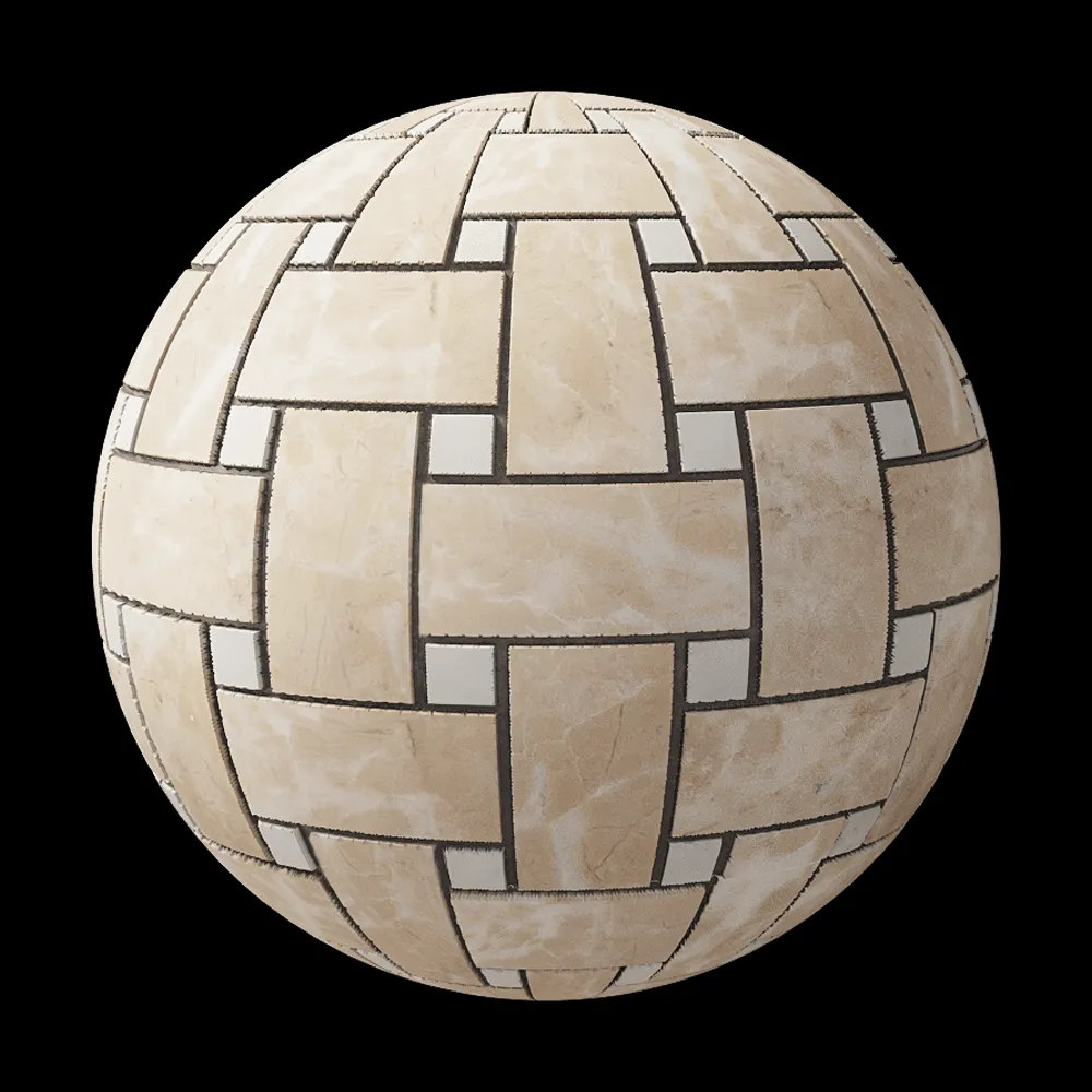 Nur Mosaic – Basketweave mosaic tile travertine and marble 3ds Max