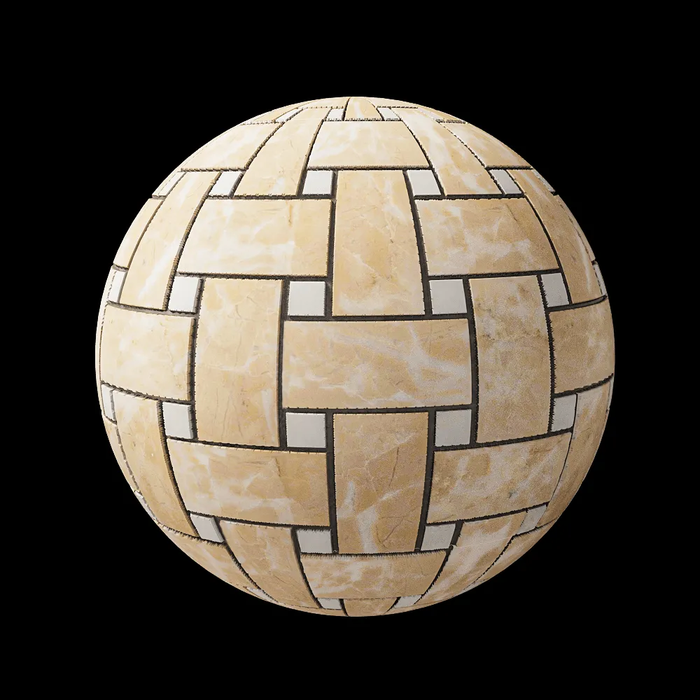 Nur Mosaic – Basketweave mosaic tile travertine and marble 3ds Max