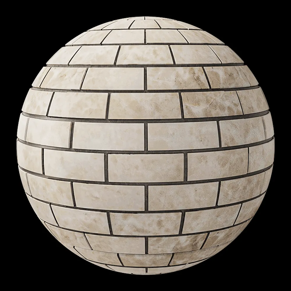 Nur Mosaic – Beige marble brick mosaic tile polished 3ds Max