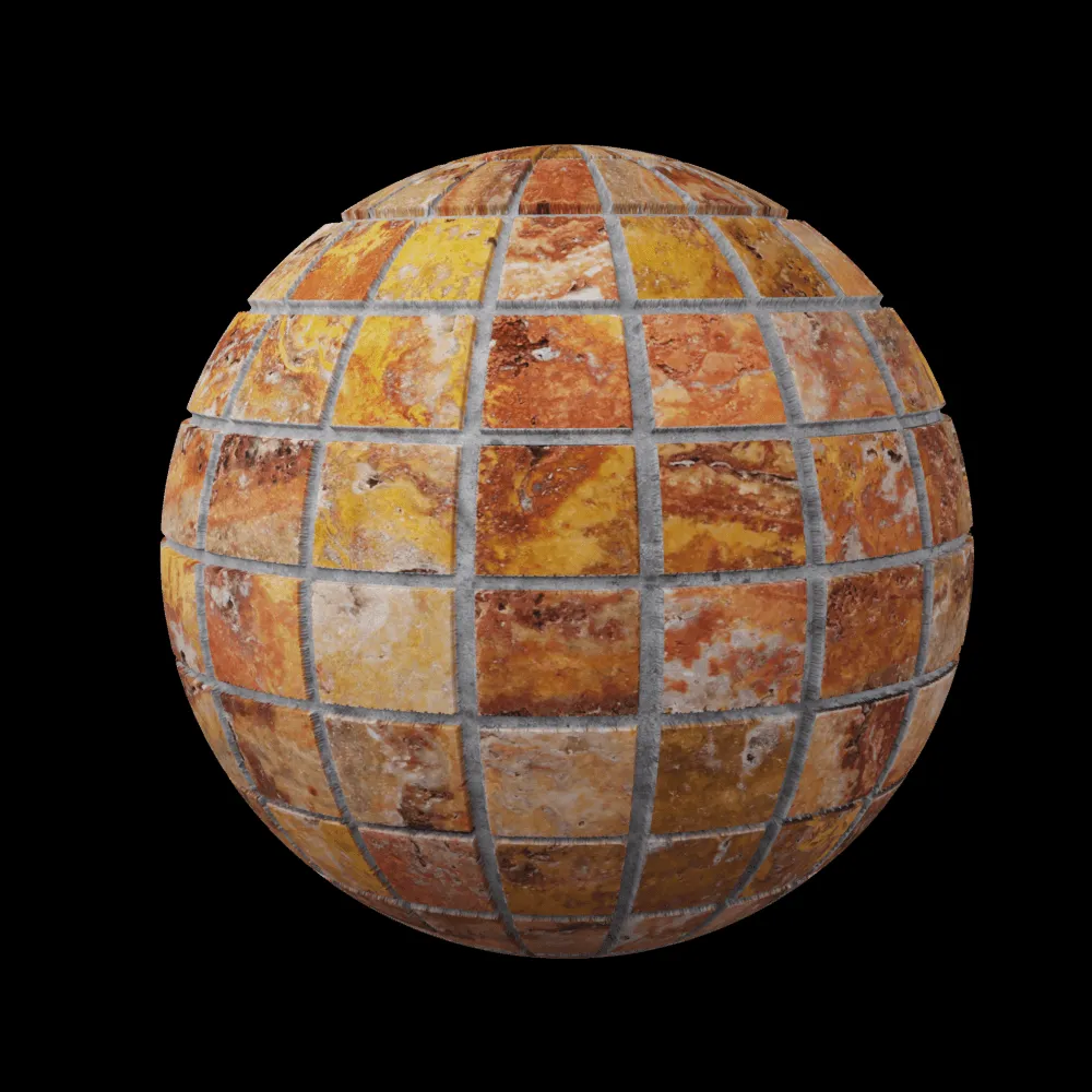 Nur Mosaic – Bouquet of bright flowers from travertine cubes 3ds Max