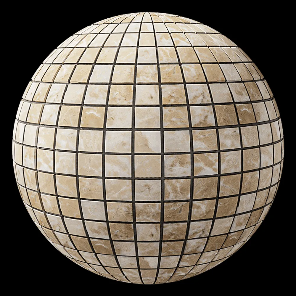 Nur Mosaic – Classic mosaic cubes from beige marble 3ds Max