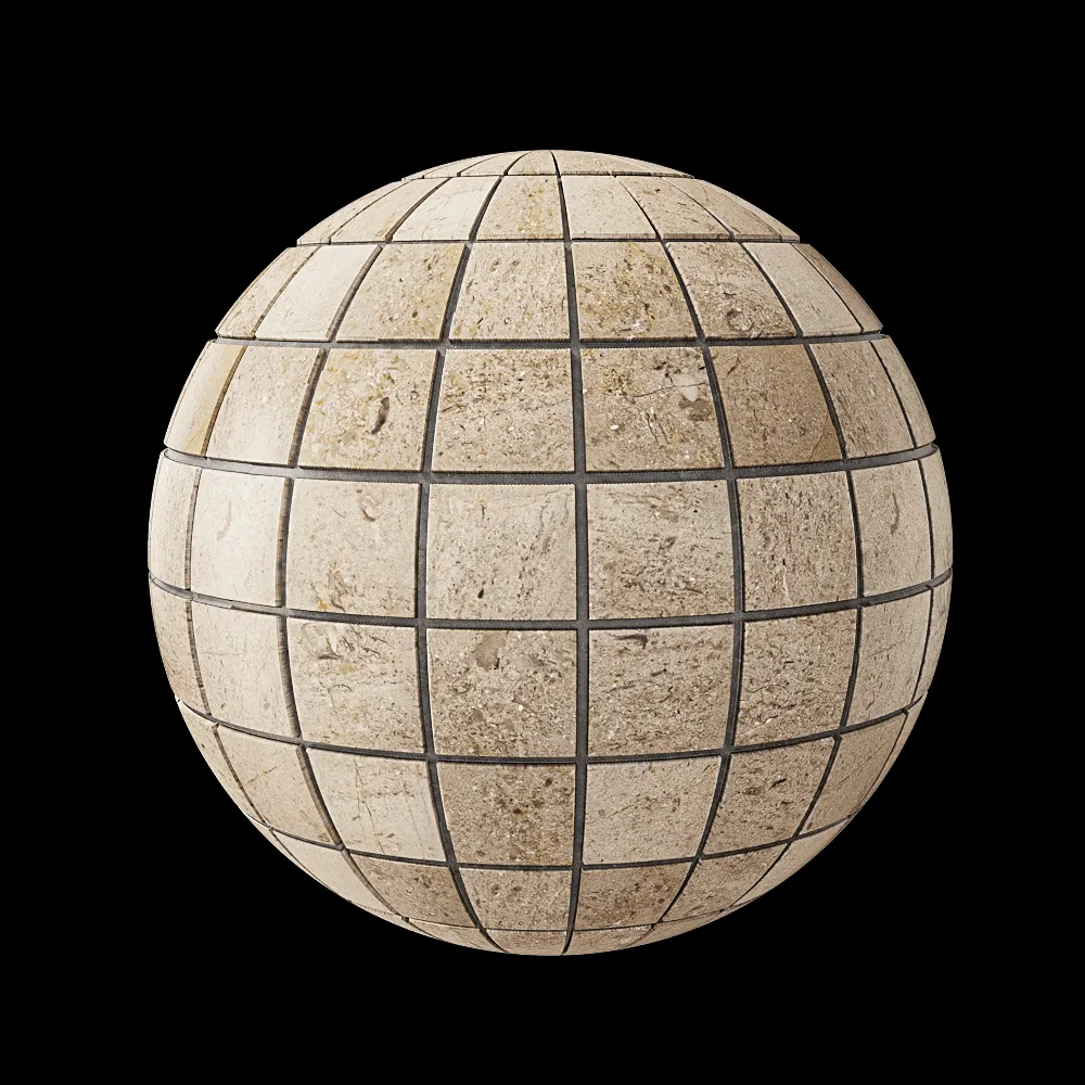 Nur Mosaic – Light brown marble mosaic tile polished 3ds Max