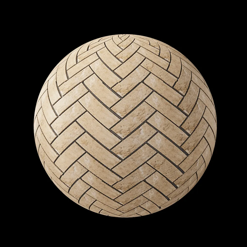 Nur Mosaic – Marble herringbone mosaic tile beige 3ds Max