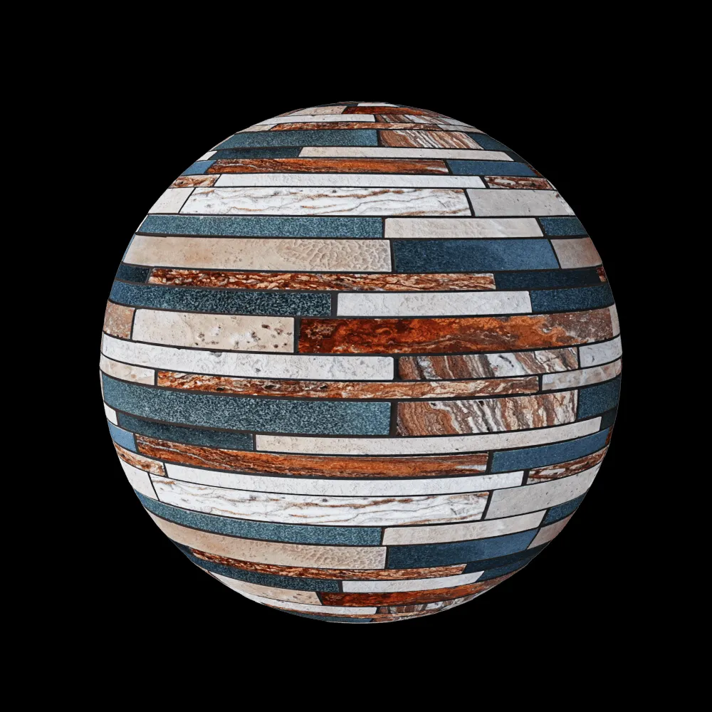 Nur Mosaic – Mosaic tiles basalt and travertine mix 3ds Max