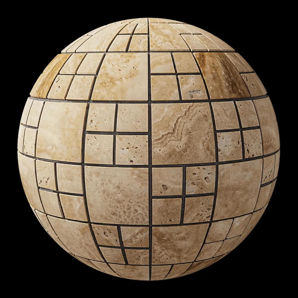 Nur Mosaic – Mosaic travertine in the form of chess 3ds Max