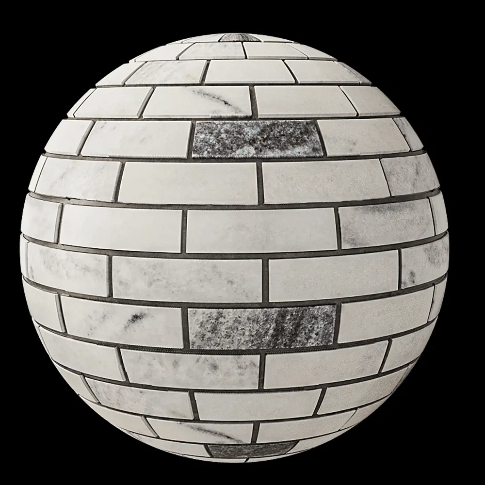 Nur Mosaic – Natural marble bricks mosaic tile polished 3ds Max