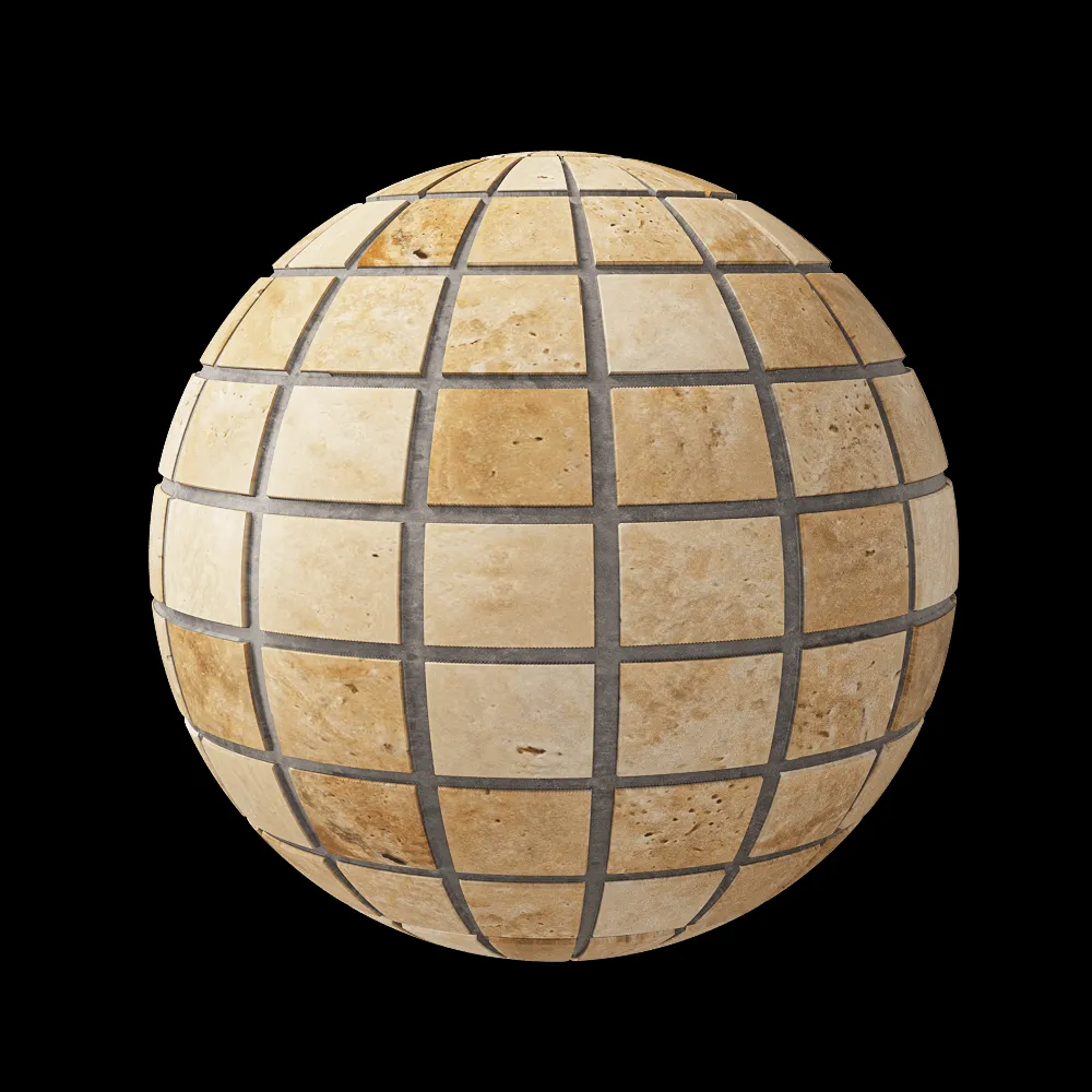 Nur Mosaic – Natural stone tile polished travertine 3ds Max