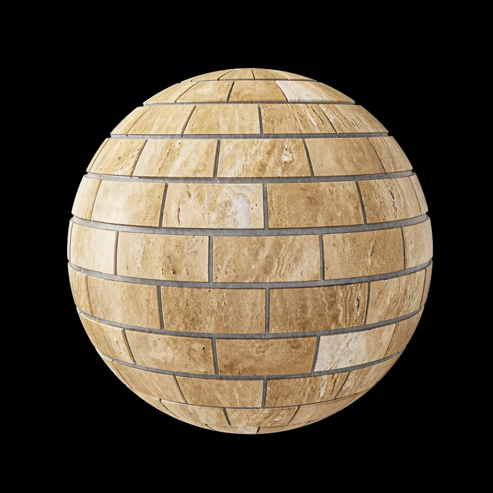 Nur Mosaic – Natural travertine brick mosaic tile 3ds Max