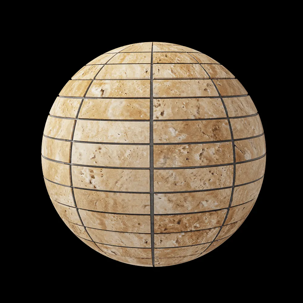 Nur Mosaic – Natural travertine facing tile polished 3ds Max