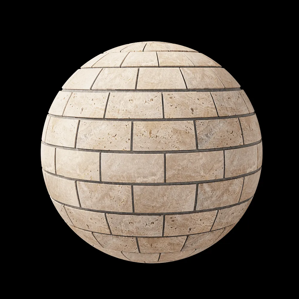 Nur Mosaic – Natural travertine mosaic tile brick series 3ds Max