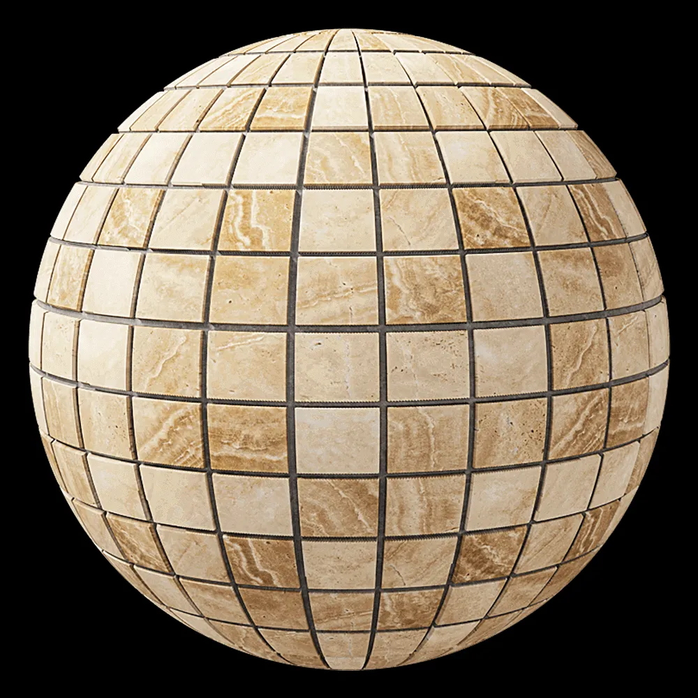 Nur Mosaic – Natural travertine tile cube collection 1 3ds Max