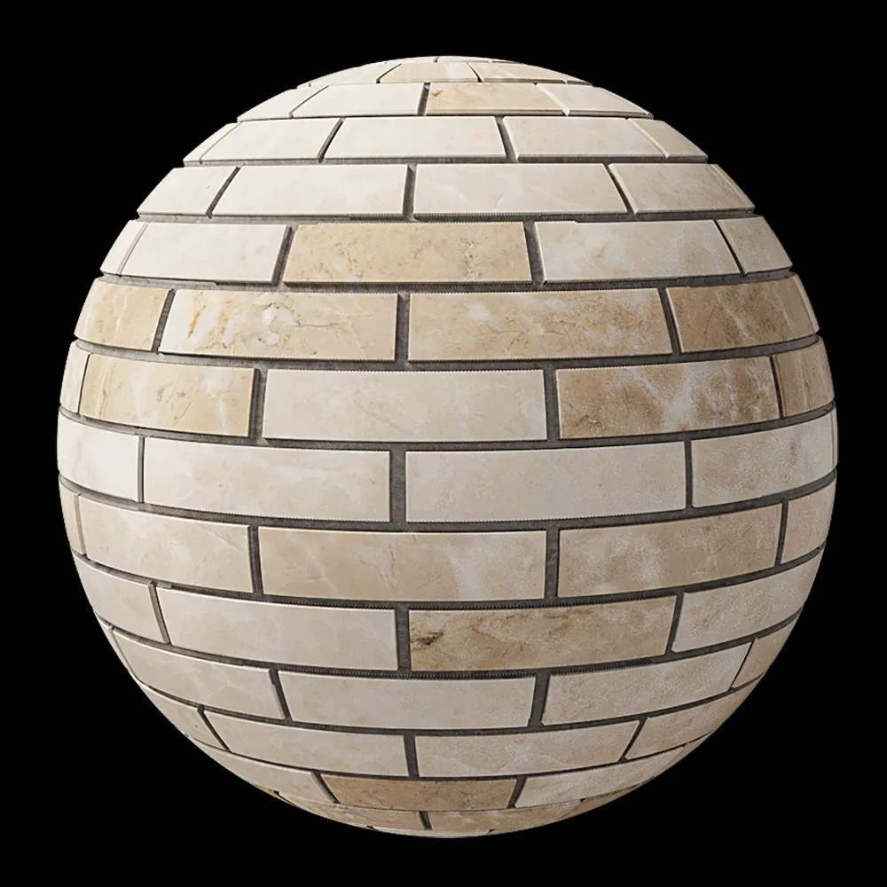 Nur Mosaic – Polished marble small bricks mosaic tile 3ds Max