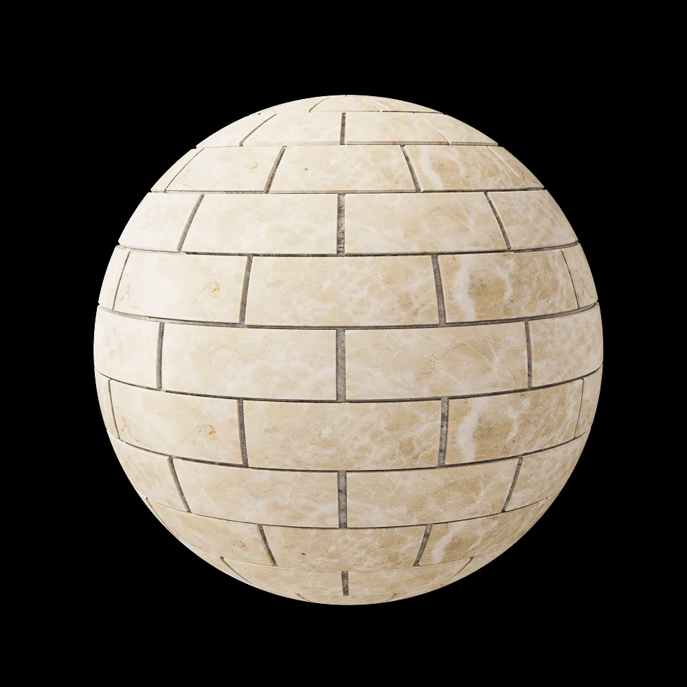 Nur Mosaic – Royal mosaic tile beige marble bricks 3ds Max