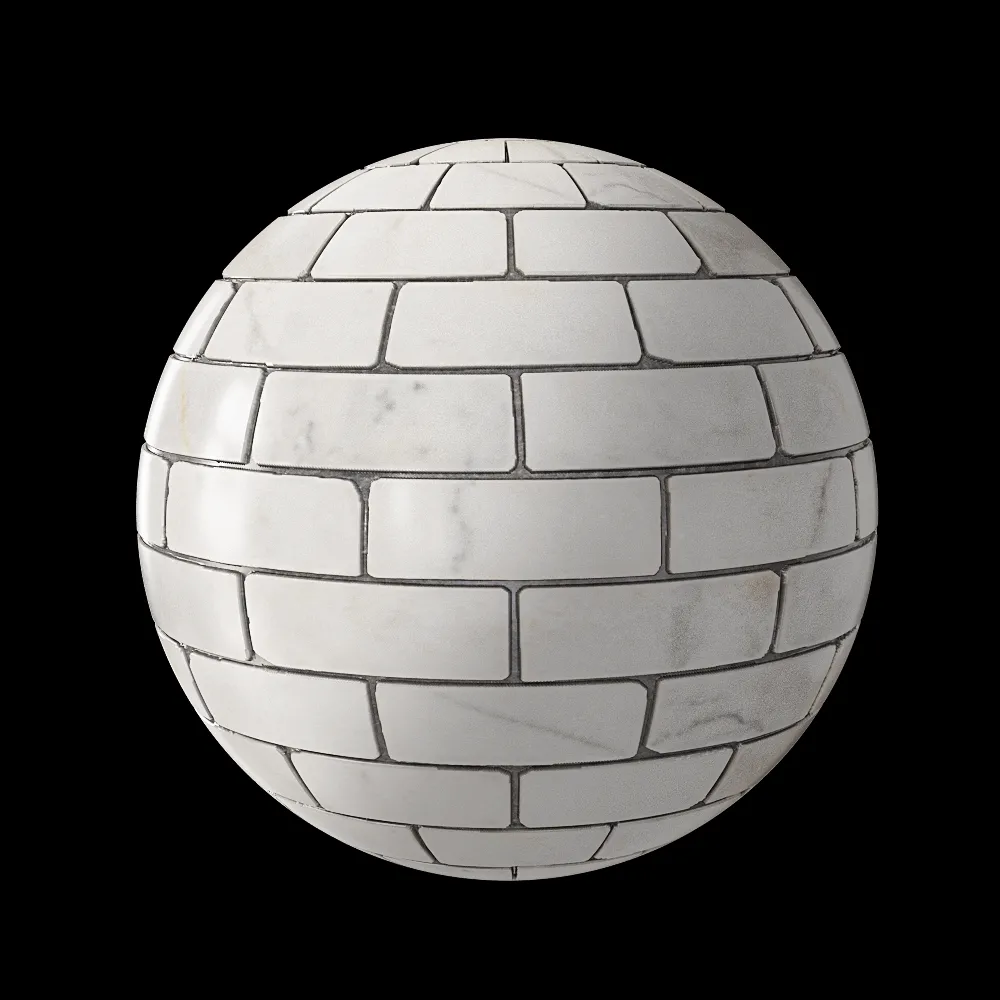 Nur Mosaic – Royal white marble brick mosaic 3ds Max