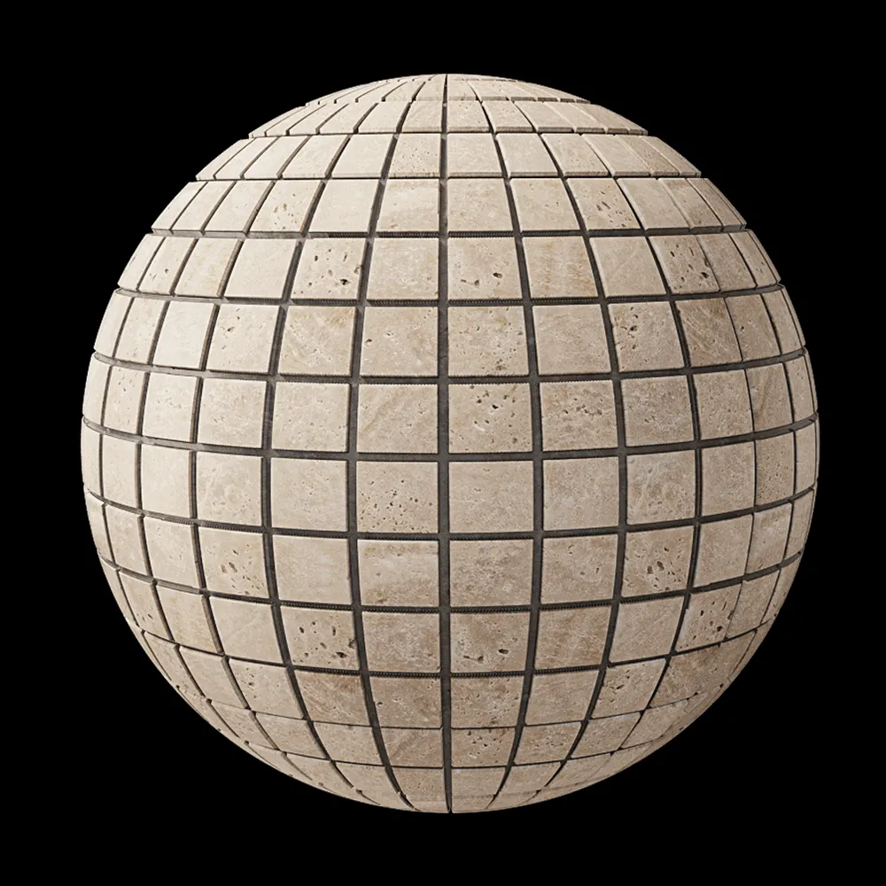 Nur Mosaic – Stone mosaic tile natural travertine grinded 3ds Max