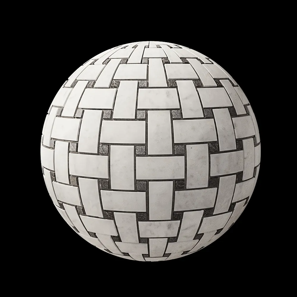 Nur Mosaic – Tartan mosaic tile from marble and basalt 3ds Max