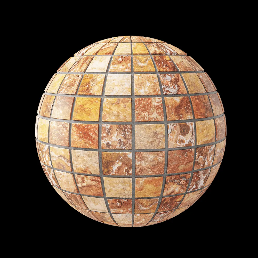 Nur Mosaic – Travertine antique mosaic tile colorful autumn 3ds Max