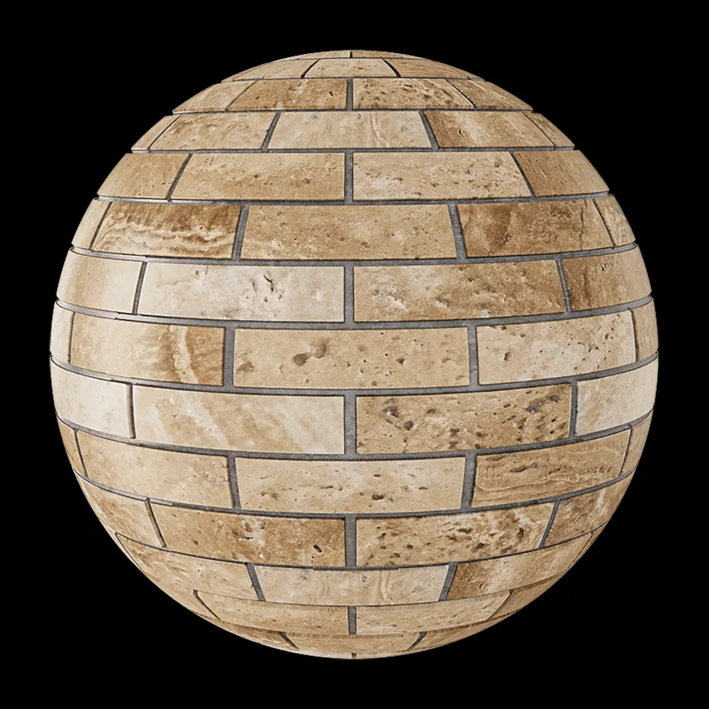 Nur Mosaic – Travertine brick mosaic tile light beige 3ds Max