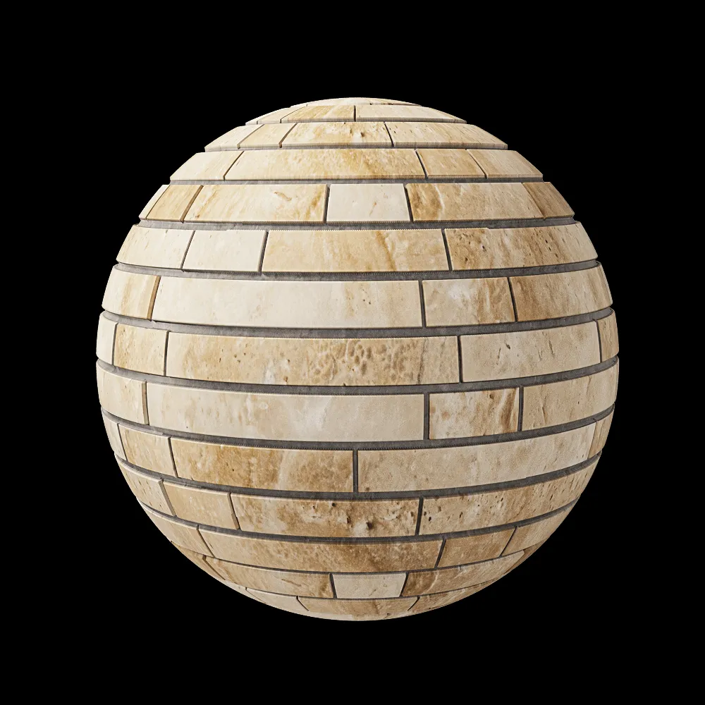 Nur Mosaic – Travertine broken lines mosaic tile polished 3ds Max