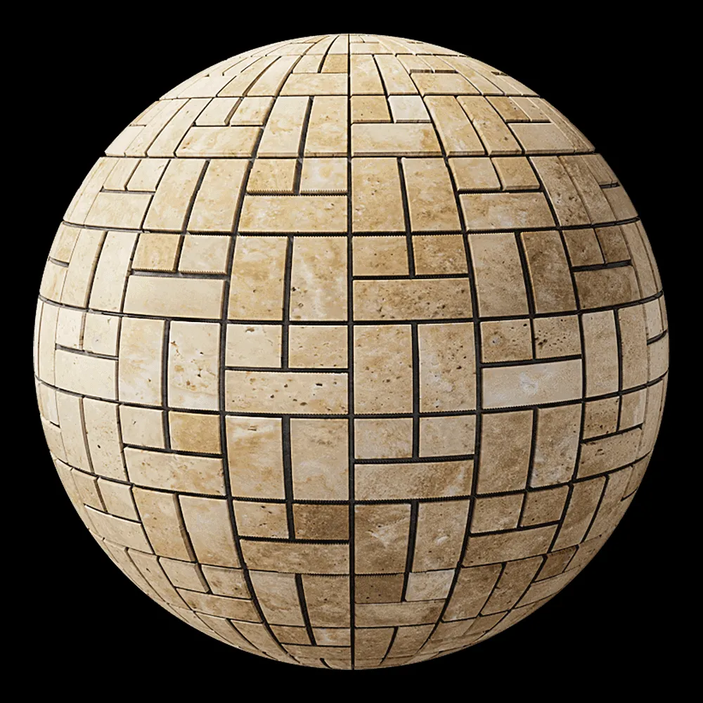 Nur Mosaic – Travertine classic mosaic tile arte lmperiale collection 3ds Max