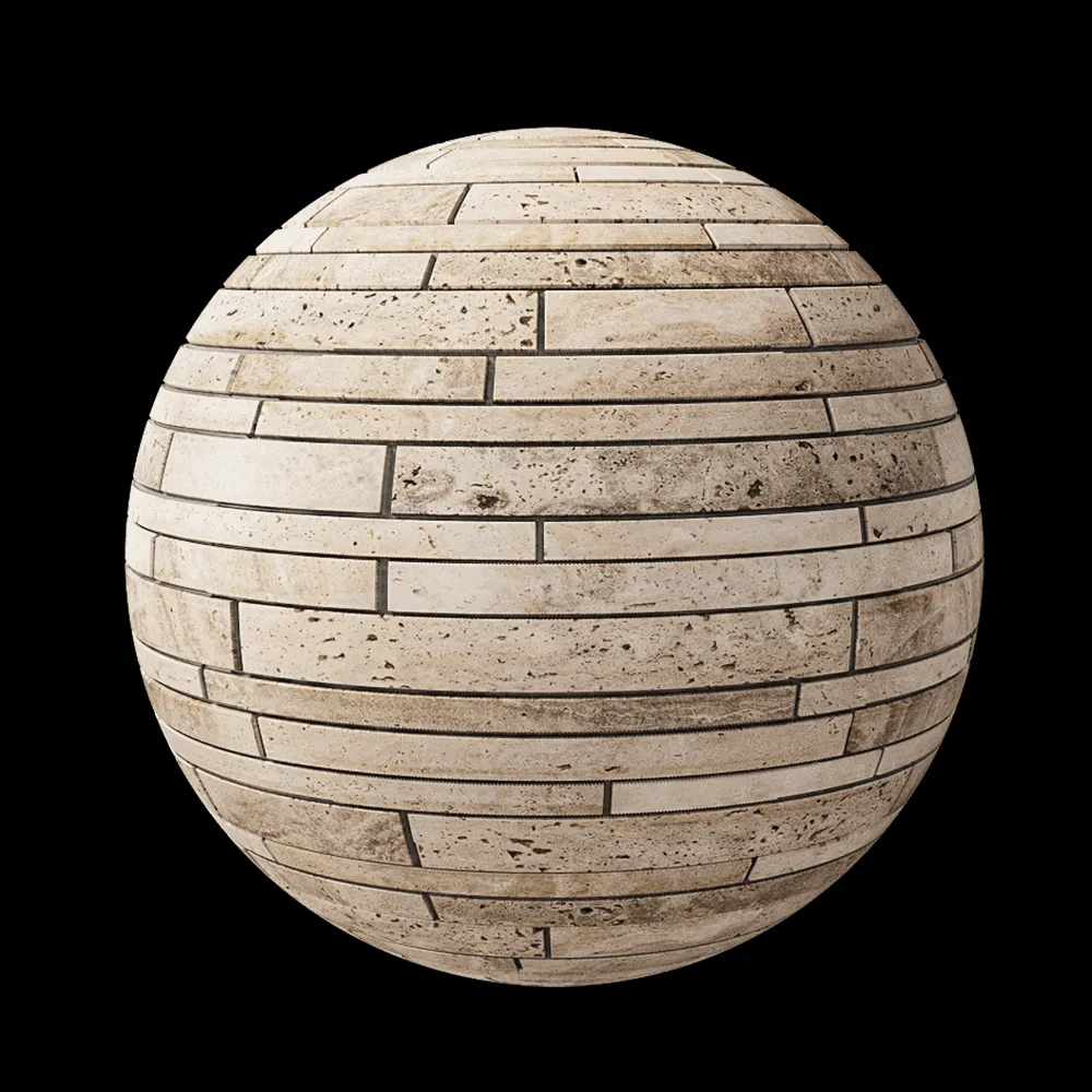 Nur Mosaic – Travertine tumbled finish mosaic tile 3ds Max